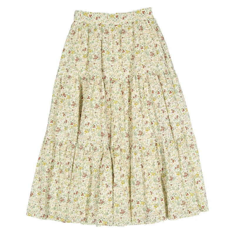 Ava and Lu Multi Floral Tiered Maxi Skirt cashmere skirt fine