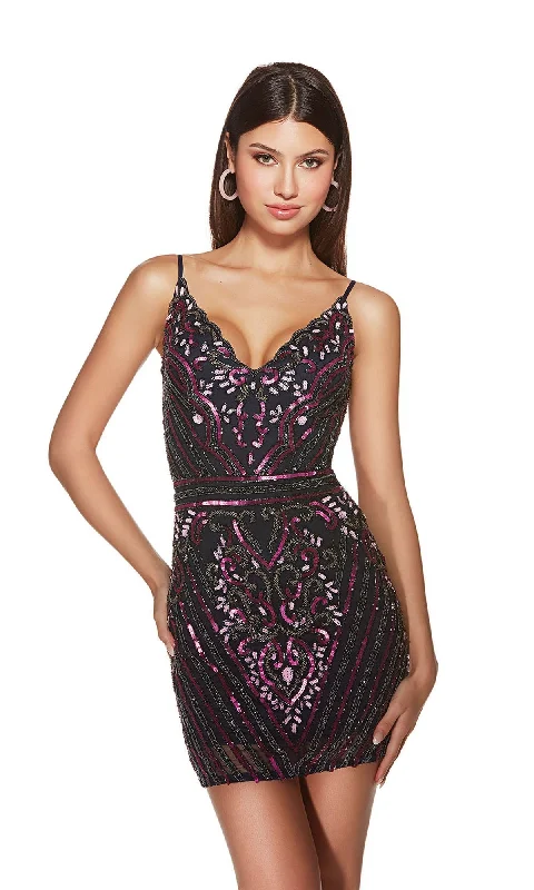 Alyce Short Party Dress 4883 Square Neckline Feminine