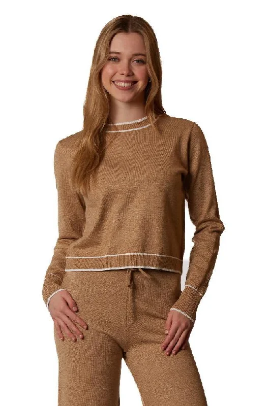 contrast trim crew neck sweater Terry Blend Velvet Blend Canvas Blend