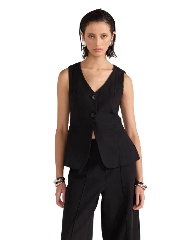 Womens Athena Pants - Black Relaxed Linen Pants