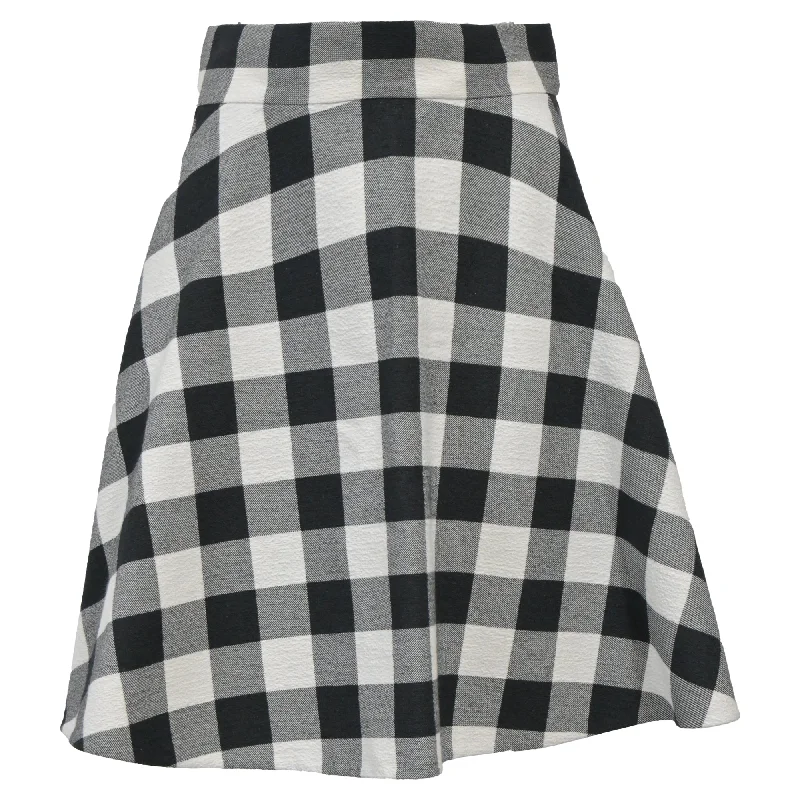 Dolce & Gabbana Mini Checkered Print A-Line Skirt in Multicolor Wool modal blend skirt