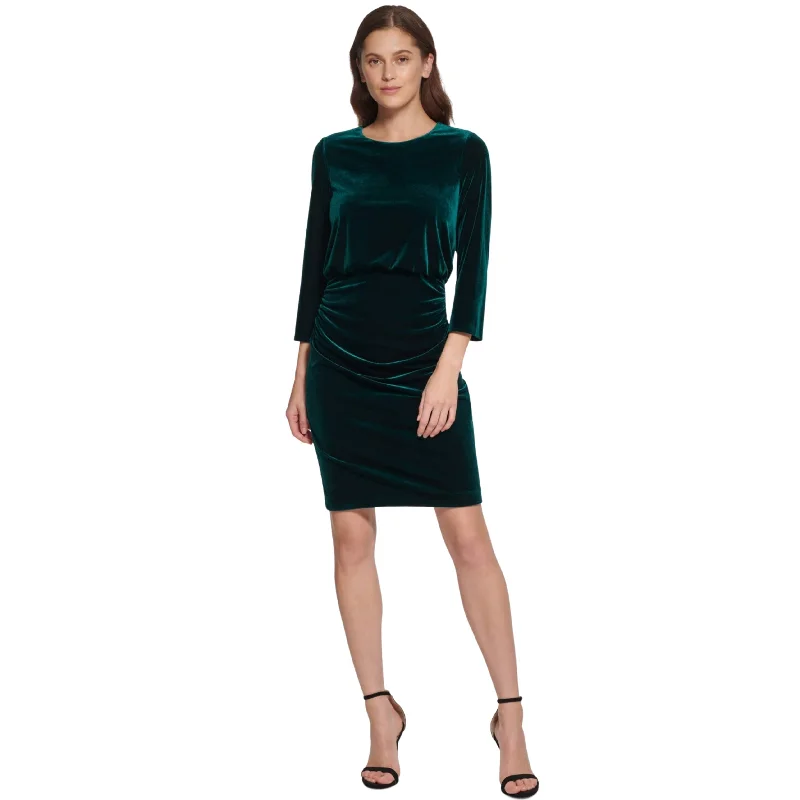 DKNY -  Velvet Knee-Length Cocktail and Party Dress Halter Neckline Beach