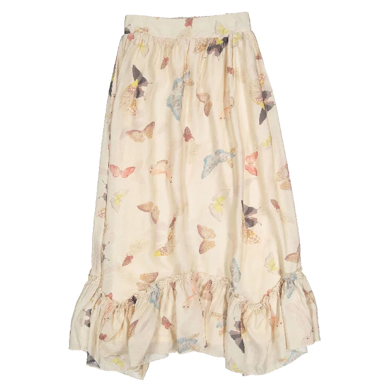 Ava and Lu Nude Butterfly Maxi Skirt wrap skirt elegant