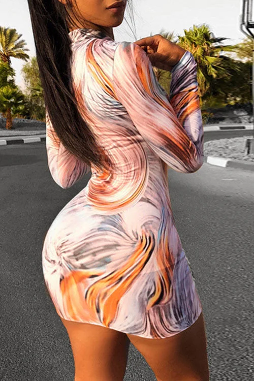 Sexy Mini Bodycon Long-sleeved Party Dress Tunics Silk luxurious