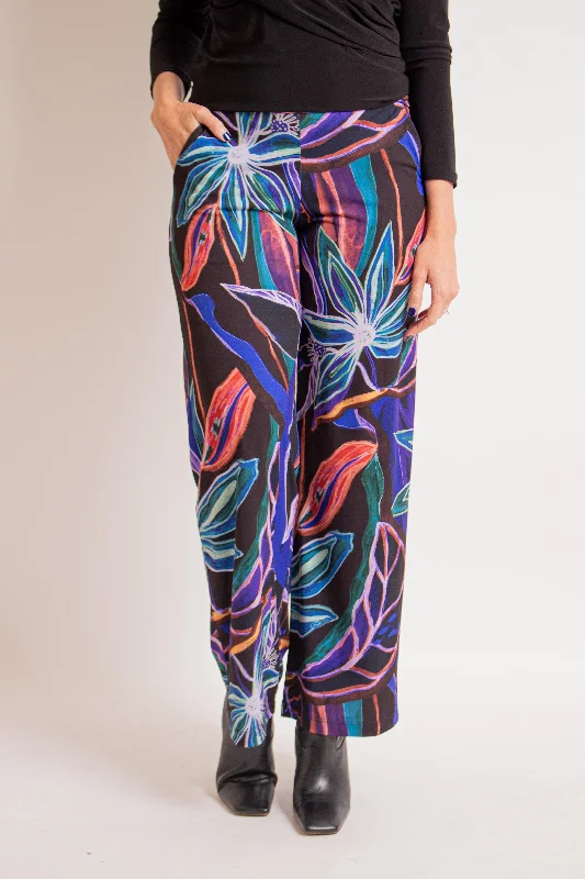 Wide Leg Pocket Pant - Petal Sketch Trendy Printed Leggings