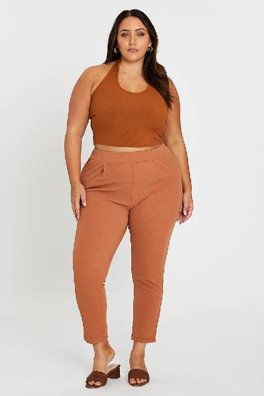 Beige Mid Rise Beige Slim Pants Comfy Cargo Trousers