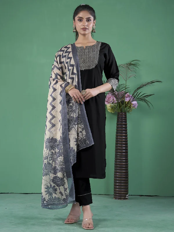 Black Trendy Designer Readymade Pant Suit With Embroidery Work Elegant Trouser Pants