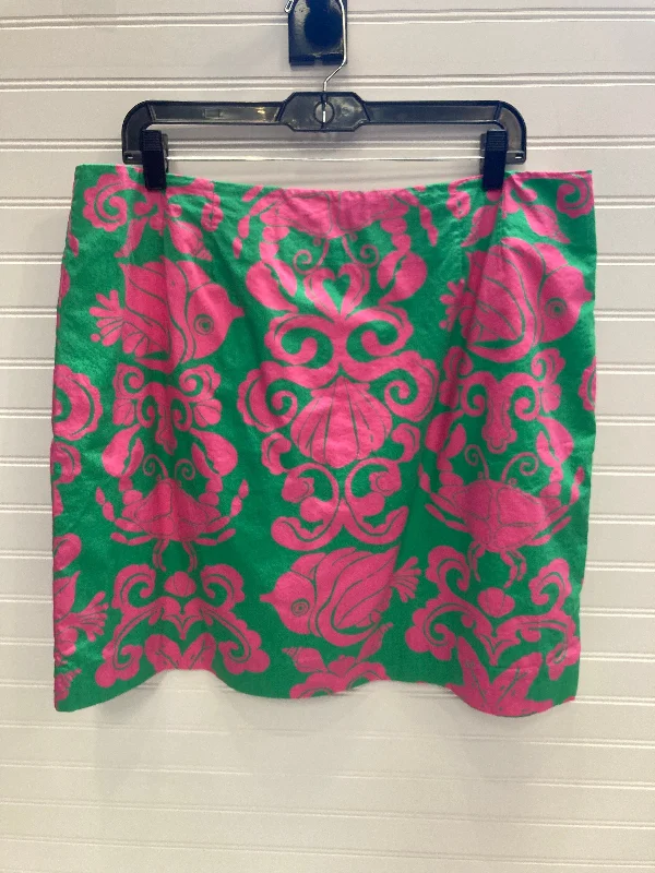 Green & Pink Skirt Designer Lilly Pulitzer, Size 16 casual skirt length