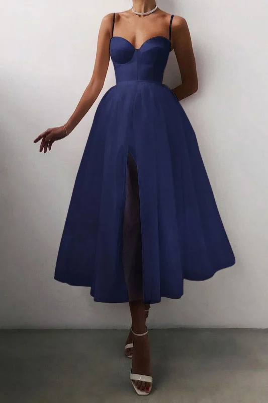 Midi Spaghetti Straps A-Line Prom Party Dresses Tunics Top Casual