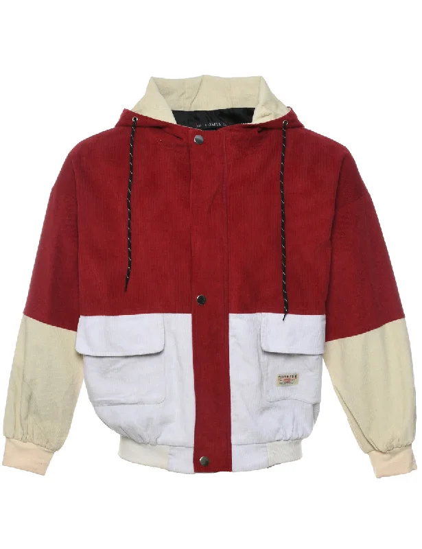 Corduroy Colour Block Jacket - L Nylon Jacket Polyester Jacket Spandex Jacket