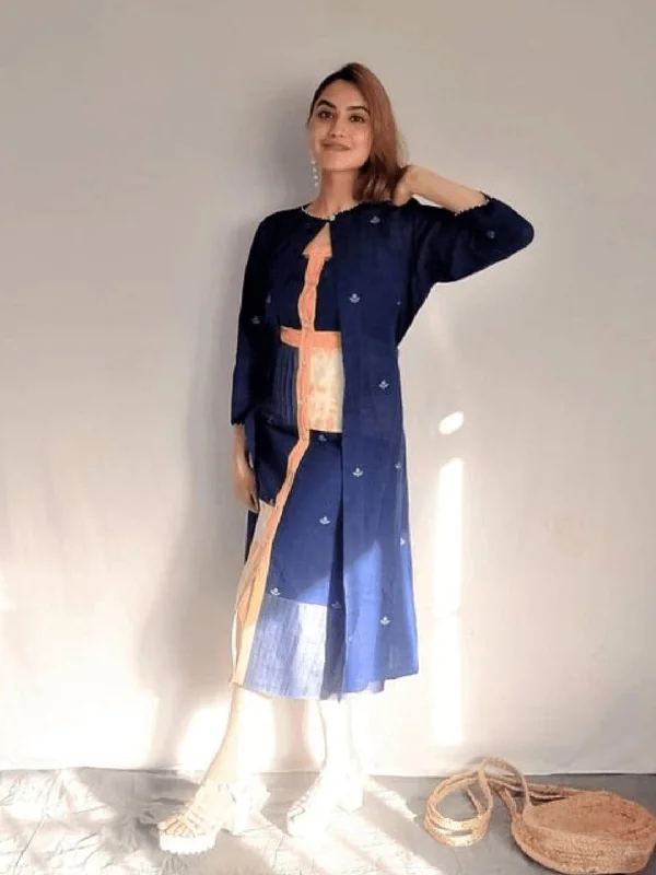 Women Ultra Soft Jamdani Jacket - Navy Blue Rayon Jacket Velvet Jacket Corduroy Jacket