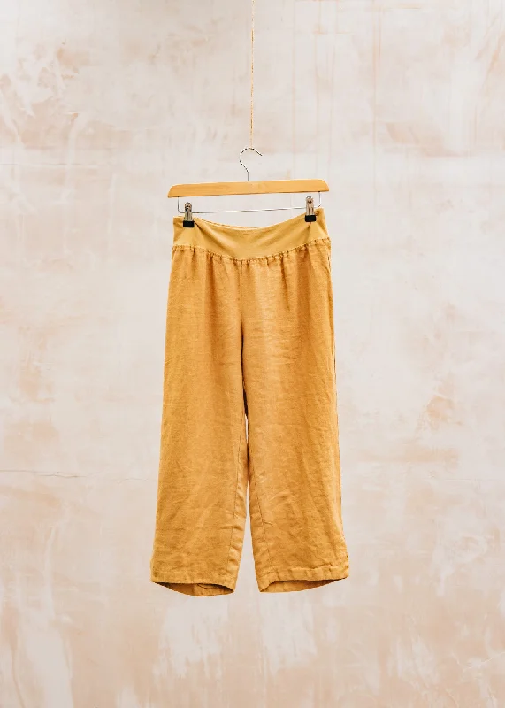 Solid Linen Capri Pants in Manuka Stylish Casual Pants