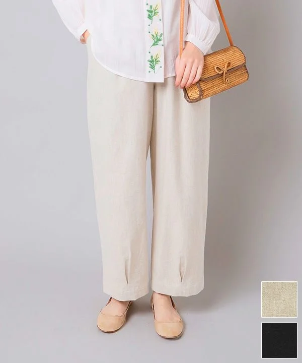 One-washed linen cocoon pants 25S009 Comfortable Pleated Pants