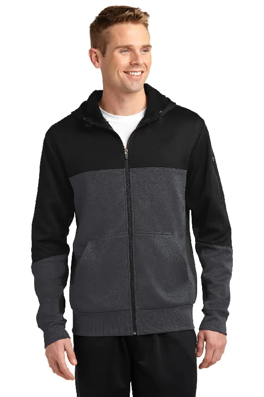 Sport-Tek Tech Fleece Colorblock Full-Zip Hooded Jacket. ST245 Print Jacket Jacquard Jacket Patchwork Jacket