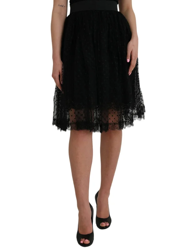 Dolce & Gabbana  Nylon Lace Trim High Waist A-line Women's Skirt lightweight skirt design