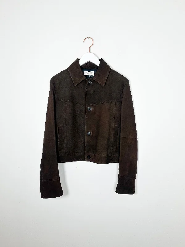 Kallmeyer - Avery Cropped Jacket Lambskin - Antique Brown Nylon Jacket Polyester Jacket Spandex Jacket