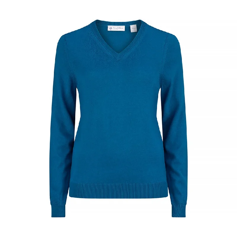 Donald Ross Ladies Sweater - Merino Wool V-Neck, 223 Glossy Satin Silk