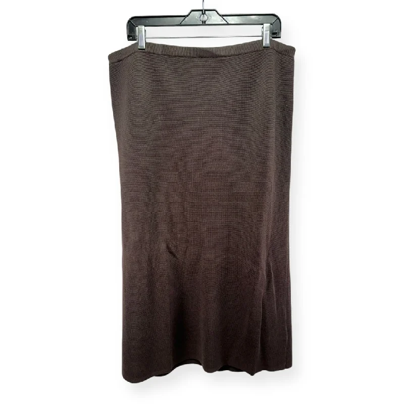Brown Skirt Designer Eileen Fisher, Size Xl silk skirt lustrous