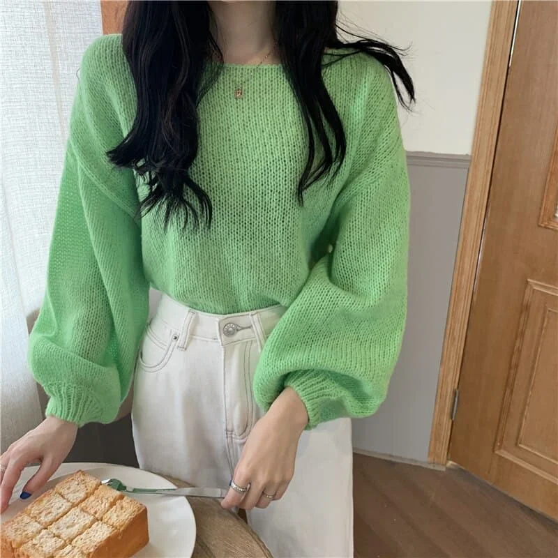 DressBetty - Knitted Sweaters Woman Colorblock Pull Femme Long Sleeve Crop Top Sweater Women Winter Clothes Korean Fashion Toggled Drawstring Belted