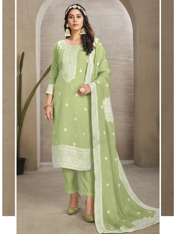 Pista Readymade Organza Pant Suit With Wevon Designer Hand Work Casual Track Pants