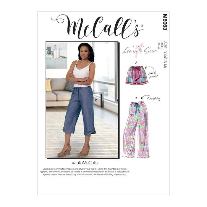 McCall's Pattern M8063 Misses' Drawstring Shorts and Pants with Pockets Comfortable Fleece Pants