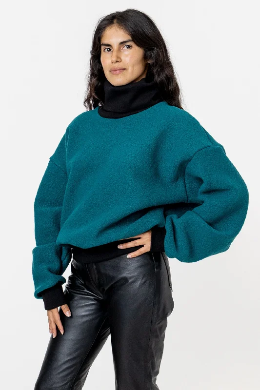 RWHR313 - Wool Turtleneck Sweater with Heavy Cotton Rib Elasticated Padded Insulated