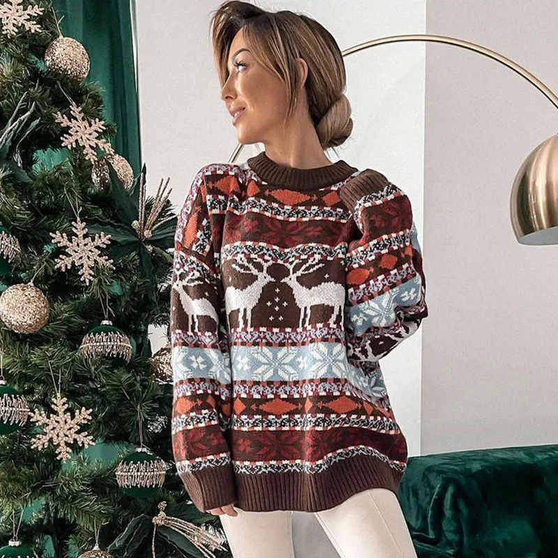 Y2K Oversized Full Sleeve Thicken Winter Christmas Sweater Chenille Fabric Brocade Fabric Lace Fabric