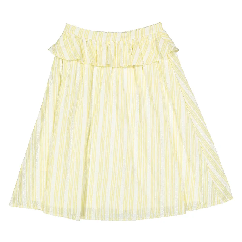 Darlin Yellow Lace Striped Skirt corduroy skirt cozy