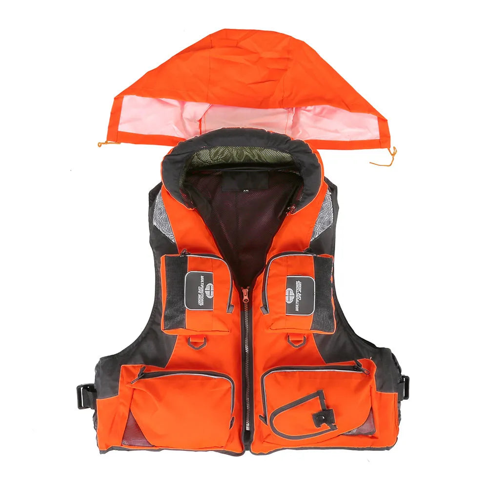 L-XXL Men Women Fishing Life Vest Outdoor Water Sports Safety Life Jacket For Boat Drifting Survival Swimwear Colete Salva-Vidas Collared Jacket Crew Neck Jacket Turtle Neck Jacket