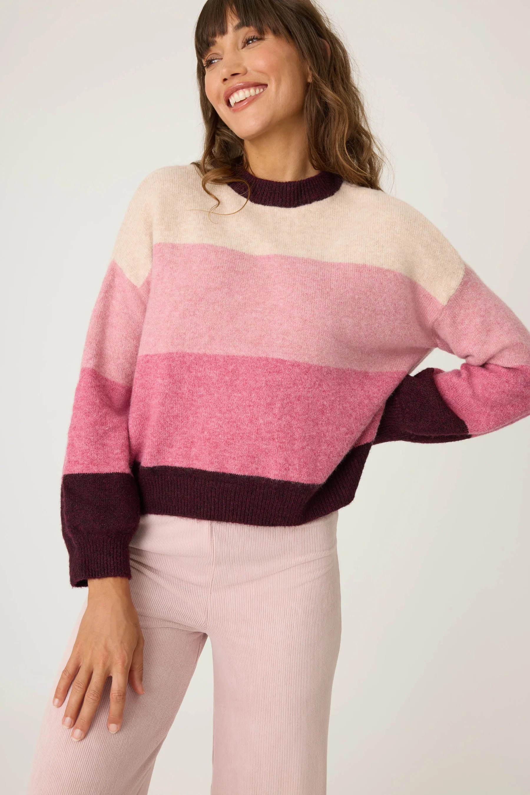 colorbloock stripe sweater Layered Multi-layer Single Layer