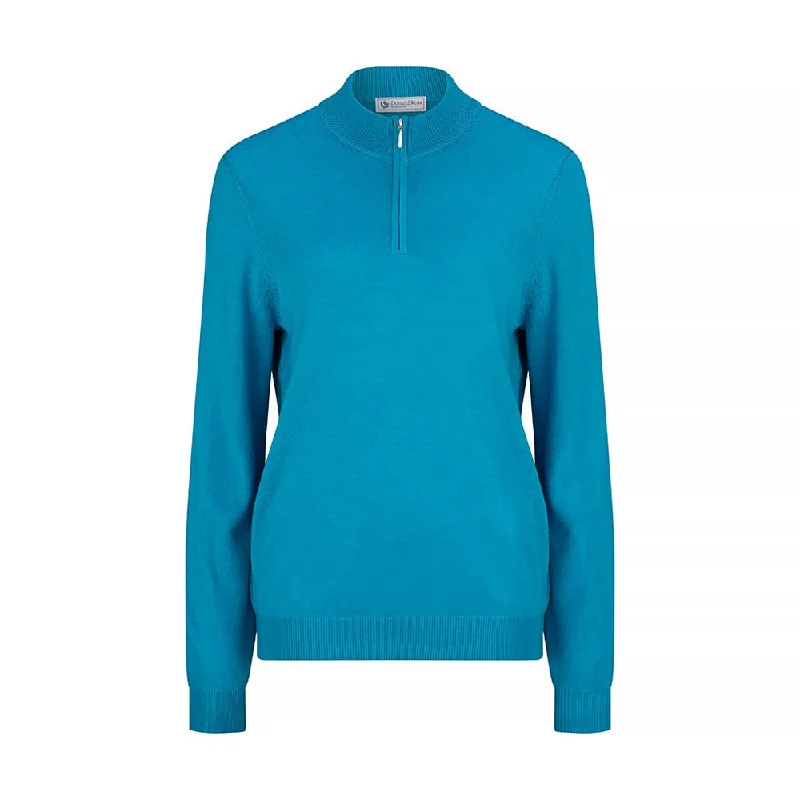 Donald Ross Ladies Sweater - Merino Wool 1/4 Zip, 222 Bright Pastel Dark