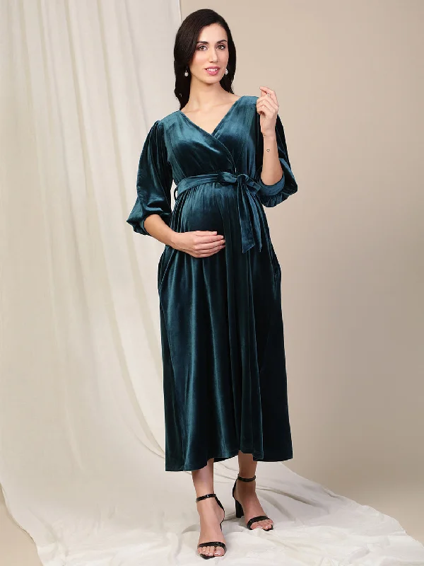 Velvet Maternity Party Dress Tunics Travel practical