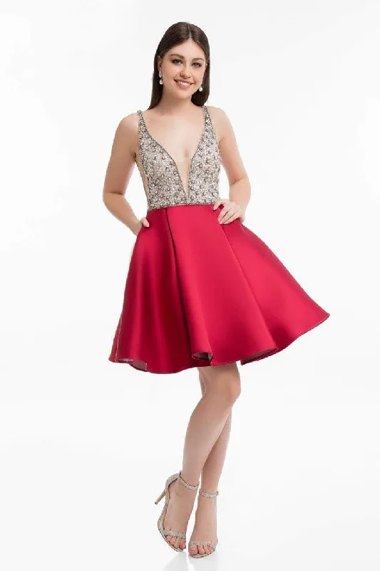 Terani Couture - 1821H7771 Crystal Beaded Bodice Short Party Dress Mermaid Tail Wedding
