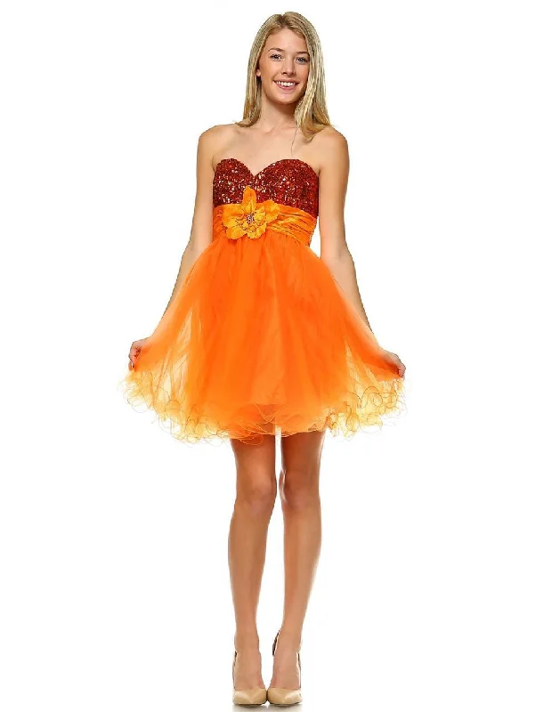 Sequin  Cocktail Babydoll Party Dress with Florette Orange Tunics Luxurious high-end
