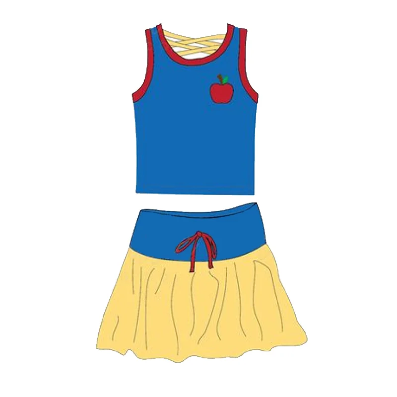 Preorder GSD2065 Blue red yellow apple Milk silk sleeveless top skirts shorts Girls Boutique Summer clothes  202502 velvet skirt sumptuous