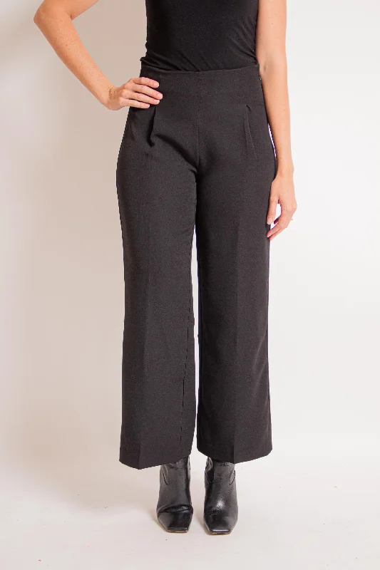 Black Inverted Pleated Pant Classic Stretch Pants