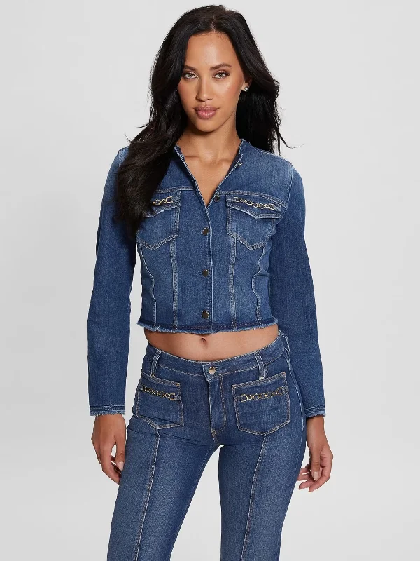 TERRIE SLIM FIT DENIM JACKET Chenille Jacket Brocade Jacket Lace Jacket