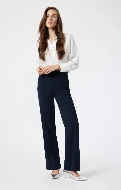 TAILORED STRAIGHT LEG PANTS IN BLUE Cozy Full-Length Pants