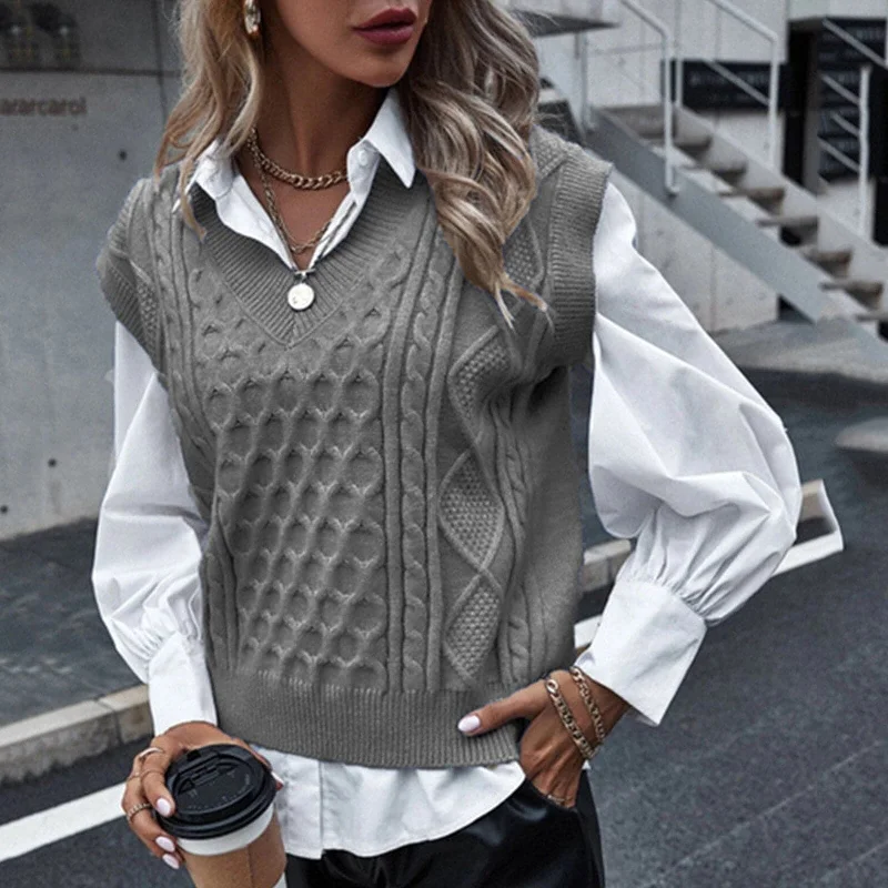 DressBetty - Fashion Preppy Style Sleeveless Vest Sweater Faux Fur Fabric Real Fur Fabric Shearling Fabric