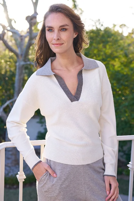 contrast polo sweater Neon Metallic Matte