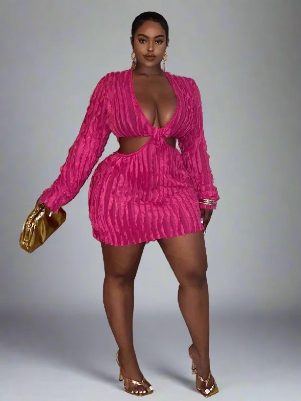 Plus Size Deep V Cut Out Party Dress Tunics Luxurious premium