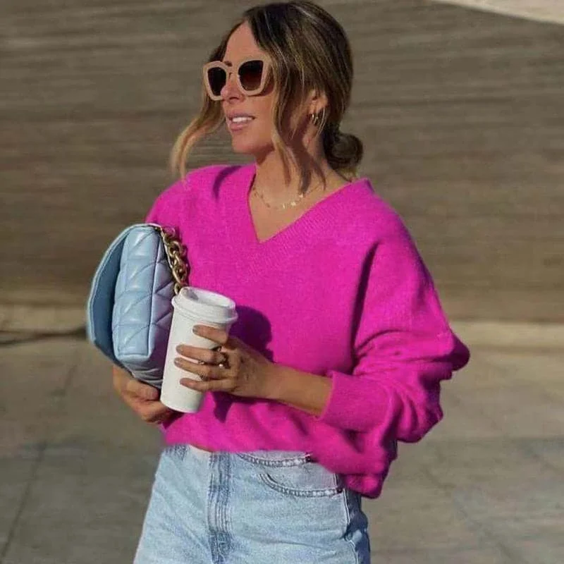 DressBetty - Loose Elegant Long Sleeve Soft Sweaters Beaded Sweater Sequined Faux Fur