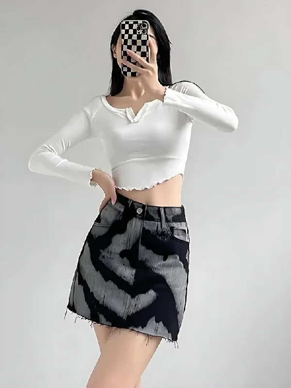 Spray Paint Distressed Mini Skirt corduroy skirt cozy