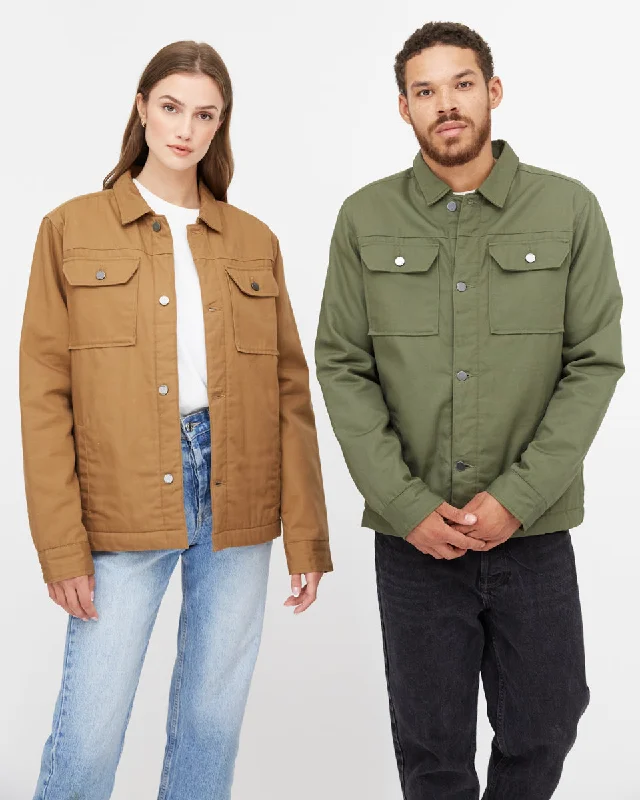Treeline Canvas Unisex Jacket Tiered Jacket Buttoned Jacket Zippered Jacket