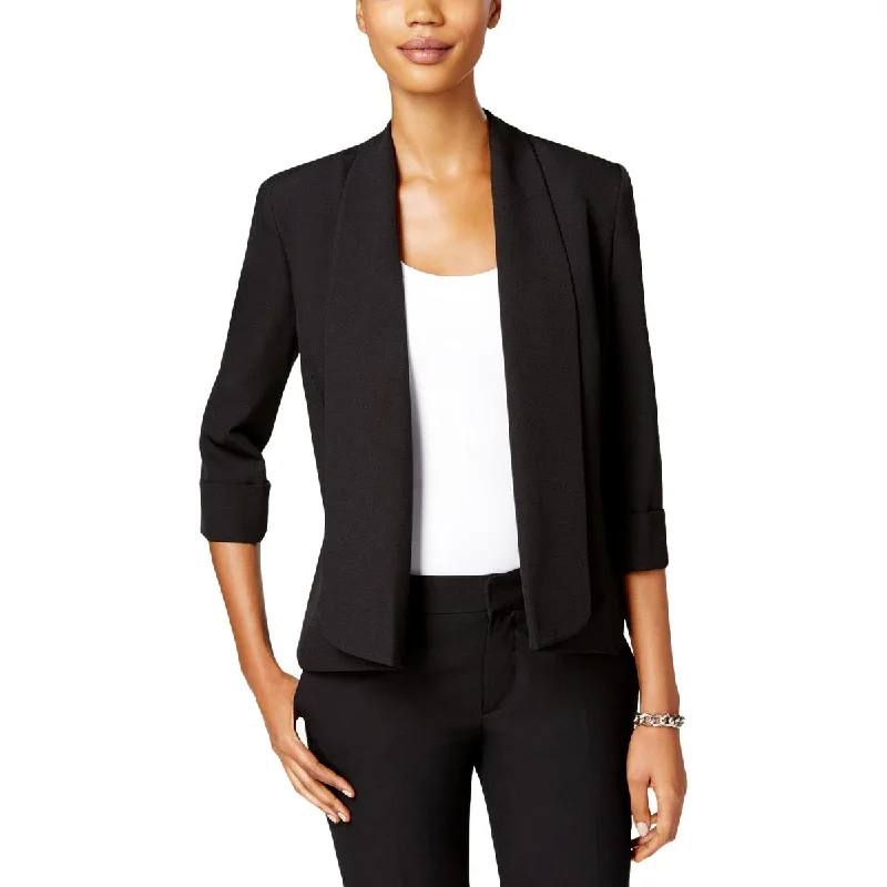 Kasper Womens Cuffed Sleeves Open Front Jacket Nylon Jacket Polyester Jacket Spandex Jacket