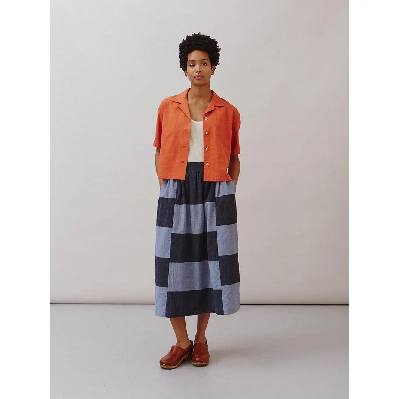 Sideline - Sky indigo patchwork skirt elastic waist skirt