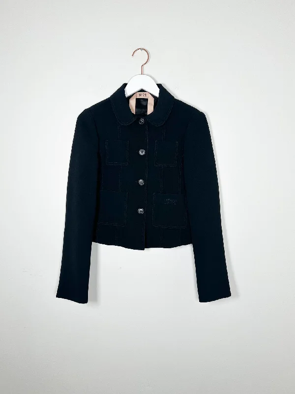 Nº 21 - Fitted Jacket - Black Cotton Jacket Linen Jacket Terry Jacket