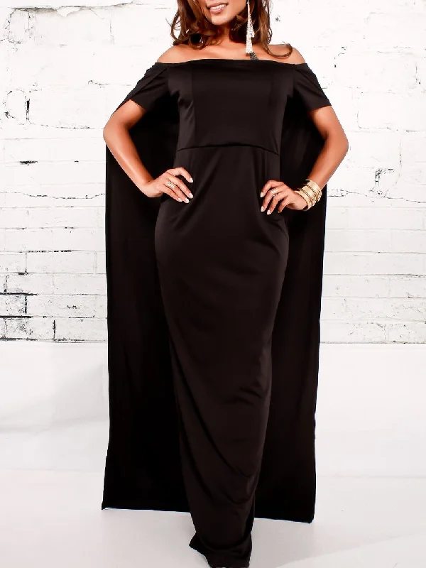 Black Off Shoulder Summer Evening Party Dress Tunics Plaid country