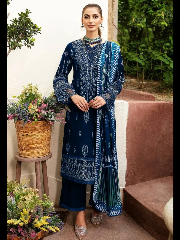 Navy Blue Classy Designer Semi-Stitched Pant Suit With Embroidery Work Fashionable Button-Up Pants