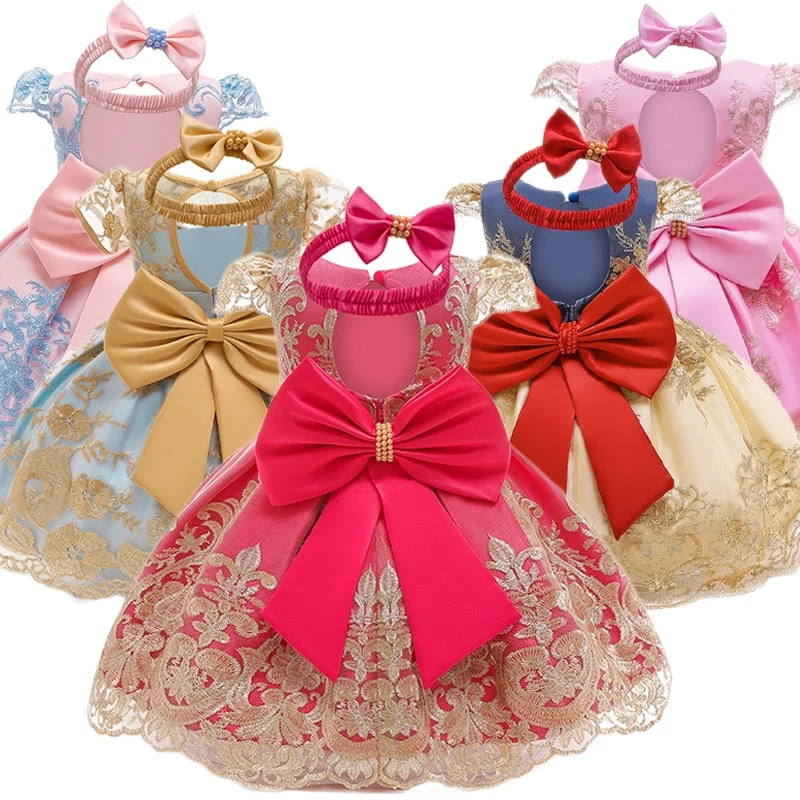 Baby Dresses Summer Girls Clothes Cute Bow Princess Dress 1st Birthday Party Dress For Girl Tutu Infant Toddler Girls Clothing Tunics Top rated